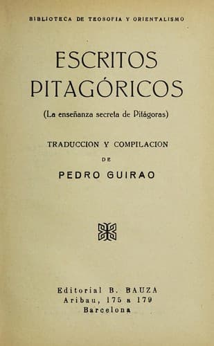 Tapa de Escritos pitagóricos