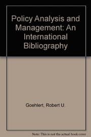 Tapa de Policy analysis and management