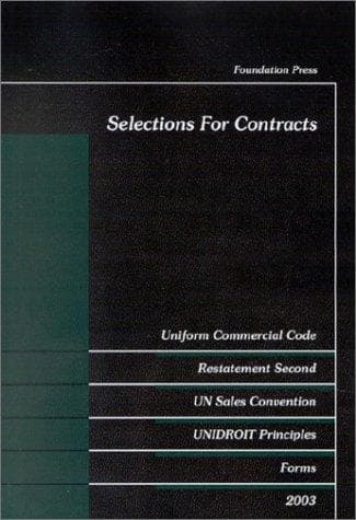 Tapa de Selections For Contracts, 2003 (University Casebook)