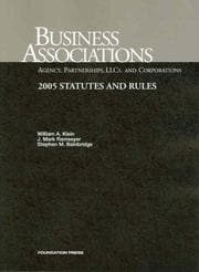 Tapa de Business Associations, Agency, Partnerships, LLCs, and Corporations, 2005 Statutes and Rules