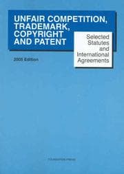 Tapa de Unfair Competition, Trademark, Copyright and Patent Selescted Statutes and International Agreements Supplement