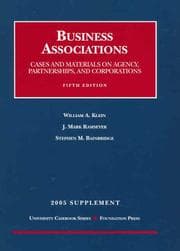 Tapa de Business Associations, Cases and Materials on Agency, Partnerships, and Corporations 2005 Supplement