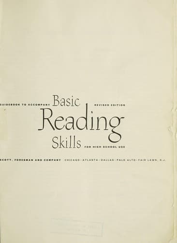 Tapa de Basic reading skills for high school use