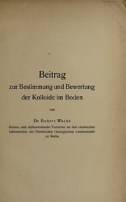Tapa de Beitrag zur bestimmung und bewertung der kolloide im boden