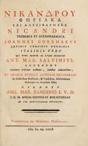 Tapa de Nikandrou Theriaka kai Alexipharmaka =