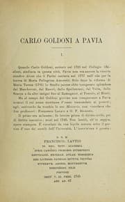 Tapa de Carlo Goldoni a Pavia