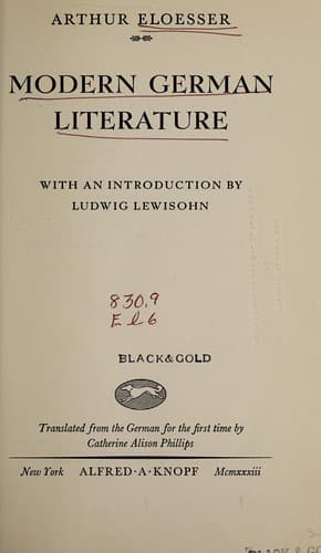 Tapa de Modern German literature