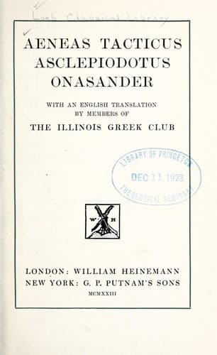 Tapa de Aeneas Tacticus, Asclepiodotus, Onasander