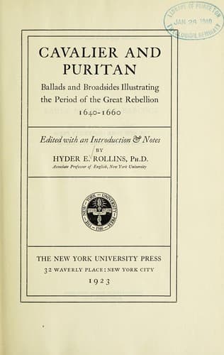 Tapa de Cavalier and Puritan