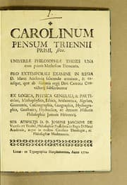 Tapa de Carolinum pensum triennii primi, sive. Universae philosophiae theses una cum primis matheseos elementis