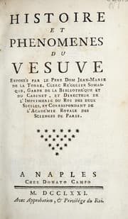 Tapa de Histoire et phénomènes de Vésuve. Exposès par le pere dom Jean-Marie de la Torre...