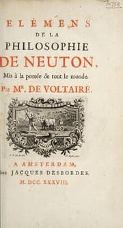 Tapa de Élémens de la philosophie de Neuton [sic], mis à la portée de tout le monde