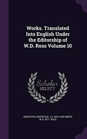 Tapa de Works. Translated Into English Under the Editorship of W.D. Ross Volume 10