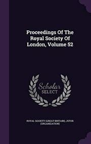 Tapa de Proceedings Of The Royal Society Of London, Volume 52