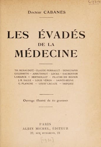 Tapa de Les évadés de la médecine ...