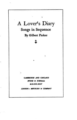 Tapa de A Lover's Diary: Songs in Sequence