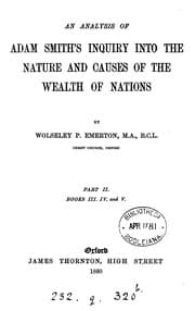 Tapa de An analysis of Adam Smiths' Inquiry into the nature and causes of the wealth of nations, repr ...