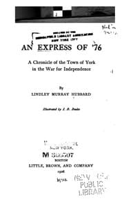 Tapa de An Express of '76: A Chronicle of the Town of York in the War for Independence