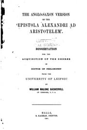 Tapa de The Anglo-Saxon version of the "Epistola Alexandri ad Aristotelem' ...
