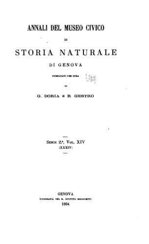 Tapa de Annali Del Museo Civico Di Storia Naturale "Giacomo Doria".