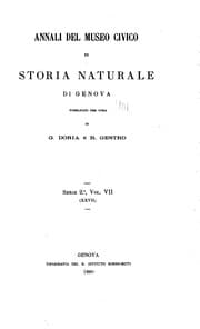 Tapa de Annali Del Museo Civico Di Storia Naturale "Giacomo Doria".