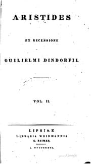 Tapa de Aristides ex recensione Guilielmi Dindorfii: Ex recensione Guilielmi Dindorfii
