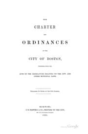 Tapa de The charter and ordinances of the city of Boston