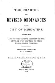 Tapa de The Charter and Revised Ordinances of the City of Muscatine: Together with ...