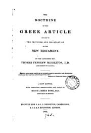 Tapa de The Doctrine of the Greek Article: Applied to the Criticism and Illustration of the New Testament