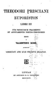 Tapa de Euporiston libri iii: cum physicorum fragmento et additamentis pseudo-Theodoreis