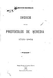 Tapa de Indice de los protocolos de Heredia, 1721-1851