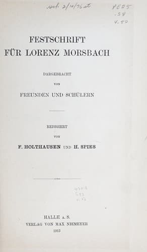 Tapa de Festschrift für Lorenz Morsbach