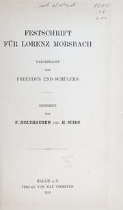 Tapa de Festschrift für Lorenz Morsbach
