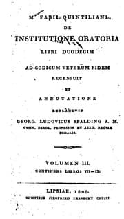 Tapa de M. Fabii Quintiliani De institutione oratoria libri duodecim