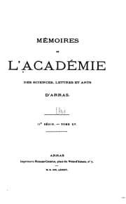 Tapa de Mémoires de l'académie des sciences, lettres et arts d'Arras