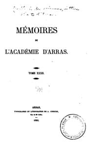 Tapa de Mémoires de l'académie des sciences, lettres et arts d'Arras