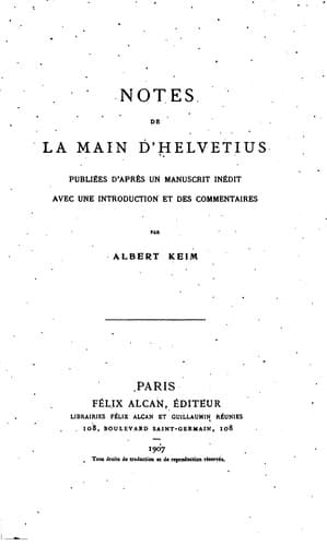 Tapa de Notes de la main d'Helvetius