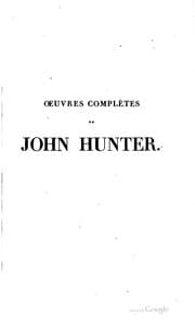 Tapa de Oeuvres complètes de John Hunter
