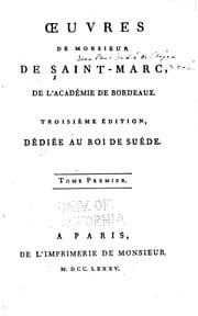 Tapa de Oeuvres de monsieur de Saint-Marc