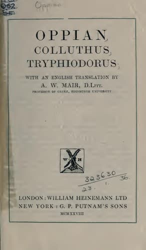 Tapa de Oppian. Colluthus. Tryphiodorus