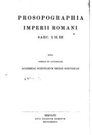 Tapa de Prosopographia imperii romani saec I. II. III.