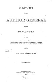 Tapa de Report of the Auditor General on the Finances of the Commonwealth of ...