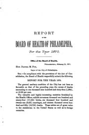 Tapa de Report of the Board of Health of the City and Port of Philadelphia