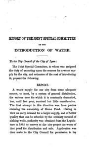 Tapa de Report of the Joint Special Committee on the Introduction of Water: With ...