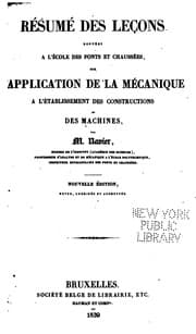 Tapa de Résumé des leçons données à l'école des ponts et chaussées sur l'application de la mécanique à l ...
