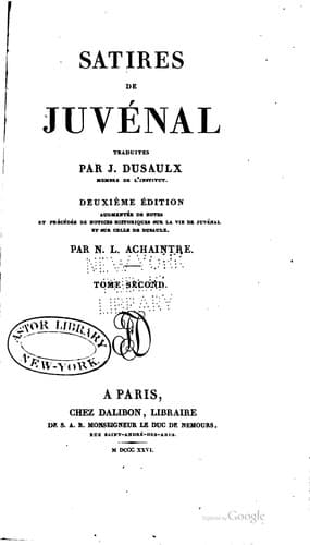 Tapa de Satires de Juvénal