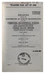 Tapa de Staggers Rail Act of 1980