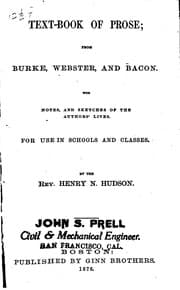 Tapa de Text-book of Prose: From Burke, Webster, and Bacon : with Notes and Sketches ...