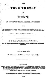 Tapa de The True Theory of Rent in Opposition to Mr. Ricardo and Others: Being an Exposition of ...