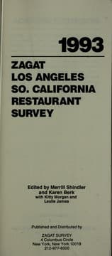 Tapa de Zagat 1993: Los Angeles\Southern California Survey (Zagat Survey: Los Angeles/Southern California Restaurants)